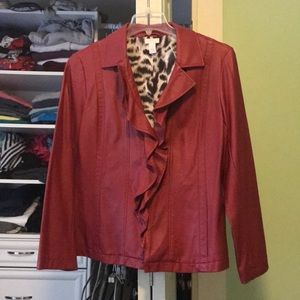 Chico’s red vegan leather jacket